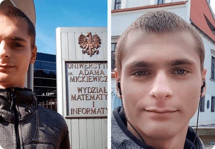Степан: селфі та табличка Wydział Matematyki i Informatyki UAM