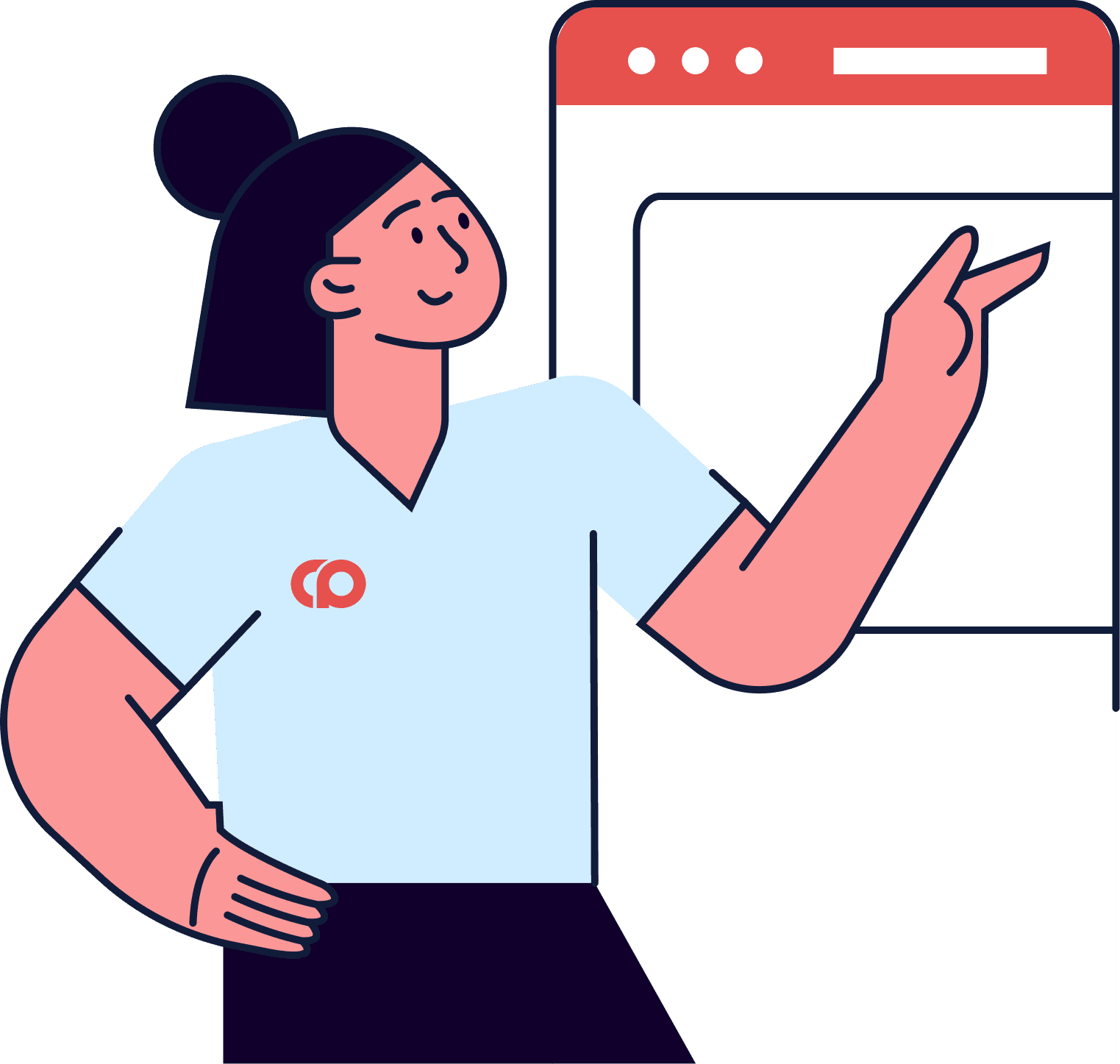 Человечек показывает на экран AI-платформы